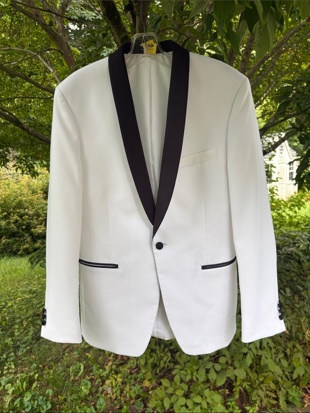Egara White Tuxedo Jacket with Black Shawl Collar